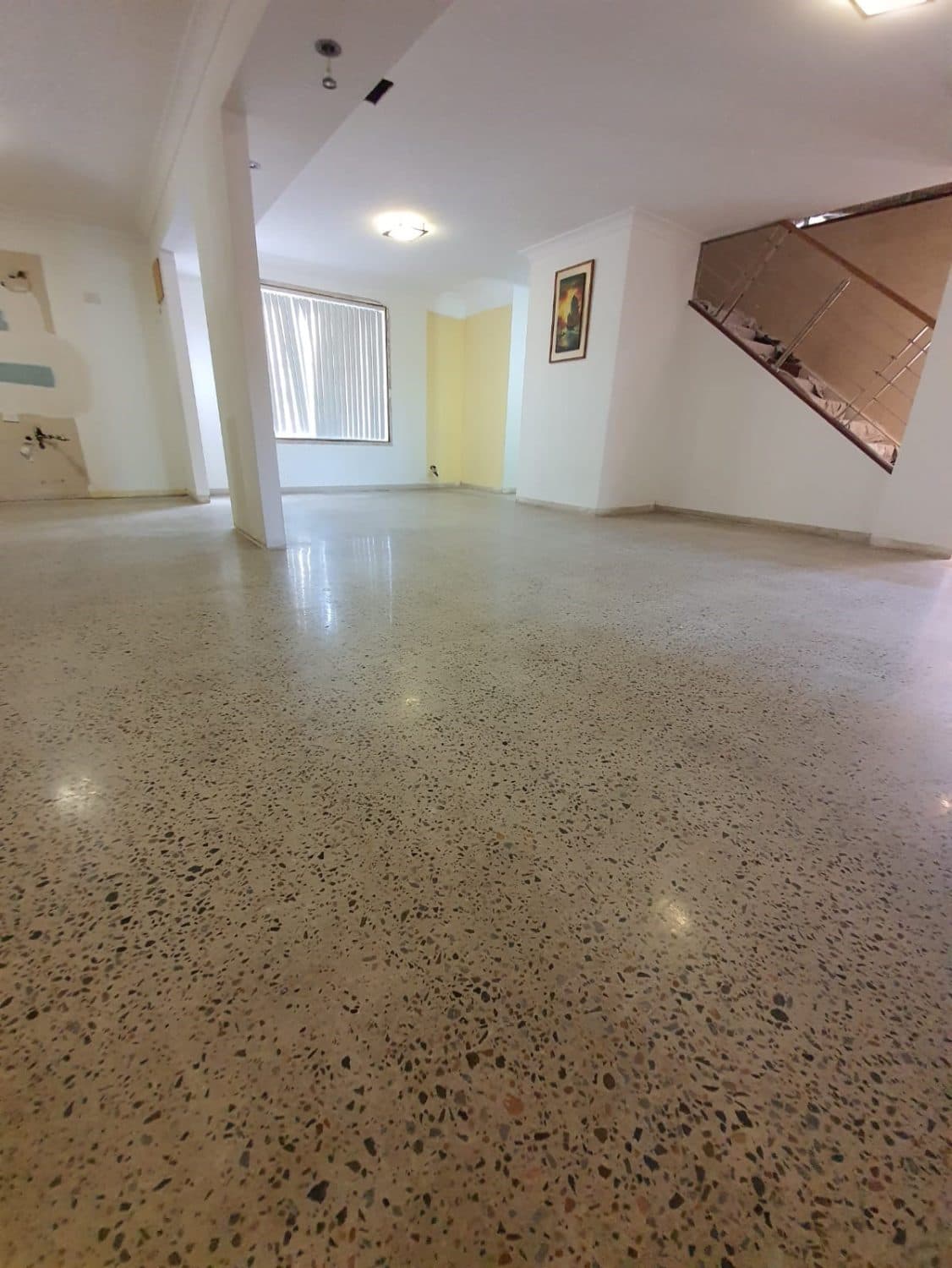 Exposed aggregate polished floor at a home in Prestons, near Liverpool